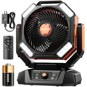 Battery Operated Fan with LED Lantern